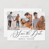 シンプルにエレガントな結婚式の日付3の写真を保存 ポストカード (正面/裏面)