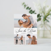 シンプルにエレガントな結婚式の日付3の写真を保存 ポストカード (スタンド正面)