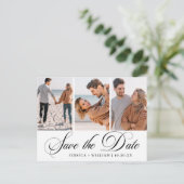 シンプルにエレガントな結婚式の日付3の写真を保存 ポストカード (スタンド正面)