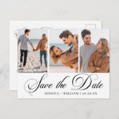 シンプルにエレガントな結婚式の日付3の写真を保存 ポストカード (正面/裏面)