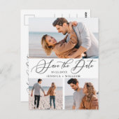 シンプルにエレガントな結婚式の日付3の写真を保存 ポストカード (正面/裏面)