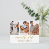 シンプルにエレガントな結婚式の日付3の写真を保存 ポストカード (スタンド正面)