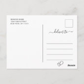 シンプルにエレガントな結婚式ハート日付写真を保存 ポストカード (裏面)