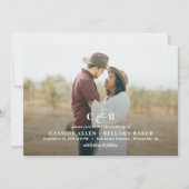 シンプルにゴージャスなモノグラム写真 ウェディング 招待状 (正面)