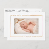 シンプルにシックなゴールドフォイル写真誕生のお知らせ 案内ポストカード (正面/裏面)