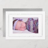 シンプルにシックなシルバーフォイル写真誕生のお知らせ 案内状 (正面/裏面)