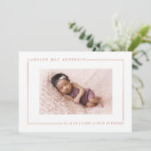 シンプルにシックなバラゴールドフォイル誕生のお知らせ 案内状 (スタンド正面)