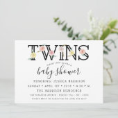 シンプルにシックなフローラガーデンツインズベビーシャワー 招待状 (スタンド正面)