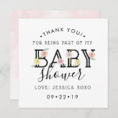 シンプルにシックなフローラガーデンベイビーシャワーありがとう サンキューカード (正面/裏面)