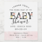 シンプルにシックなフローラガーデンベイビーシャワーありがとう ワインラベル (シングルラベル)