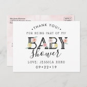 シンプルにシックなフローラガーデンベイビーシャワーありがとう 案内ポストカード (正面/裏面)