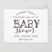 シンプルにシックなフローラガーデンベイビーシャワーありがとう 案内ポストカード (正面)
