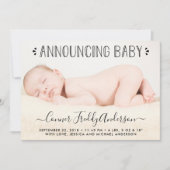 シンプルにシックなブルー水玉模様誕生のお知らせ 案内状 (正面)