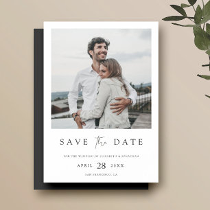 シンプルにシックな写真の結婚式の日付磁石を保存 マグネット招待状