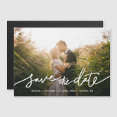 シンプルにシックな写真カスタムウェディング日付を保存 マグネット招待状 (正面/裏面)