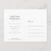 シンプルにシックな写真カスタムウェディング日付を保存 案内ポストカード (裏面)