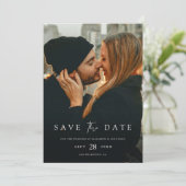 シンプルにシック写真付き日付招待状を保存 セーブザデート (スタンド正面)