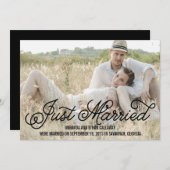 シンプルにスイートな結婚発表 - ブラック 招待状 (正面/裏面)