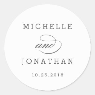 シンプルにタイムレス編集可能カラー結婚のステッカー ラウンドシール