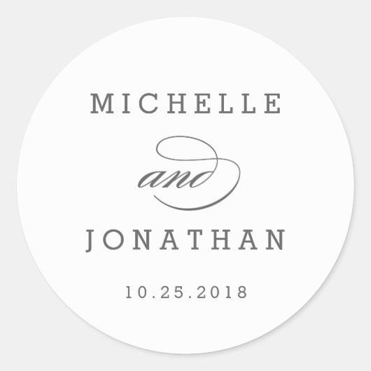 シンプルにタイムレス編集可能カラー結婚のステッカー ラウンドシール (正面)