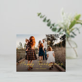 シンプルにペンンドフォイル写真感謝祭はがき 箔シーズンポストカード (立ち正面)