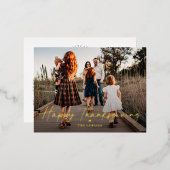 シンプルにペンンドフォイル写真感謝祭はがき 箔シーズンポストカード (正面/裏面)