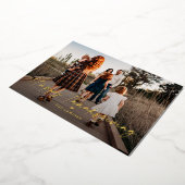 シンプルにペンンドフォイル感謝祭フォトカード 箔シーズンカード (回転した状態)