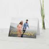 シンプルにロマンチックなフォイル折り畳まれた写真サンキューカード 箔グリーティングカード (正面)