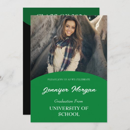 シンプルに上品な写真卒業招待状 招待状 (正面/裏面)