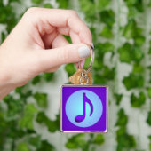 シンプルに上品な青紫の音符 キーホルダー (手)