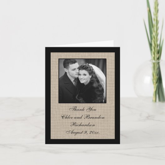 シンプルに完璧な麻の感謝カード サンキューカード (正面)