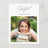 シンプルに感謝の気持ちを込めた卒業写真のサンクスメッセージカード ポストカード (正面)