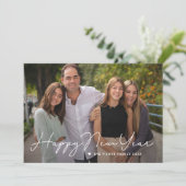 シンプルに書かれたお正月の写真年賀状 シーズンカード (スタンド正面)