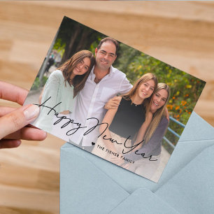 シンプルに書かれた新年の写真カード シーズンカード