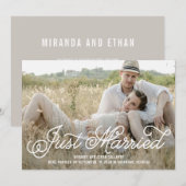 シンプルに甘い編集可能結婚カラーの発表 サンキューカード (正面/裏面)