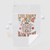 シンプルに生きる、開花 – スケルトンとキノコ ゴルフタオル (インサイチュ)