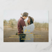 シンプルに素晴らしいフォイルのモノグラム結婚写真 箔招待状 (正面)