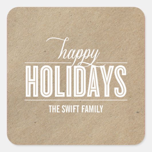 シンプルに細工されたホリデーステッカー スクエアシール (正面)