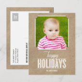 シンプルに細工されたホリデーフォトカードはがき シーズンポストカード (正面/裏面)