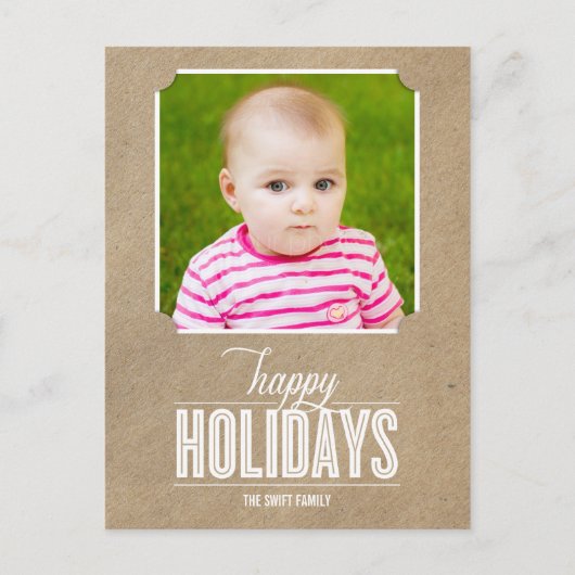 シンプルに細工されたホリデーフォトカードはがき シーズンポストカード (正面)