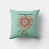 シンプルに美しいヒマワリ淡い色のグリーン クッション (裏面)