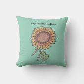 シンプルに美しいヒマワリ淡い色のグリーン クッション (正面)