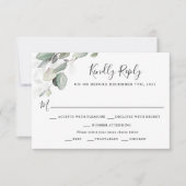 シンプルに美しい結婚式RSVPと食事の選択肢 出欠カード (正面)