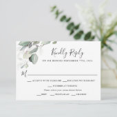 シンプルに美しい結婚式RSVPと食事の選択肢 出欠カード (スタンド正面)