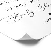 シンプルに美しい赤い白フローラ赤ちゃんのシャワーのサイン ポスター (角)