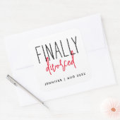 シンプルに離婚 おもしろ ブラック 白 別れ スクエアシール (封筒)