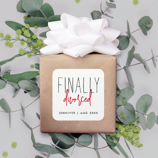 シンプルに離婚 おもしろ ブラック 白 別れ スクエアシール