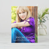 シンプルに額縁の1枚の写真の卒業発表 案内状 (スタンド正面)