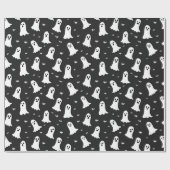 シンプルに魅惑された幽霊白黒ハロウィーン ラッピングペーパー (フラット)