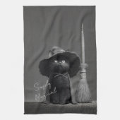 シンプルに魔法使いの猫 キッチンタオル (縦)
